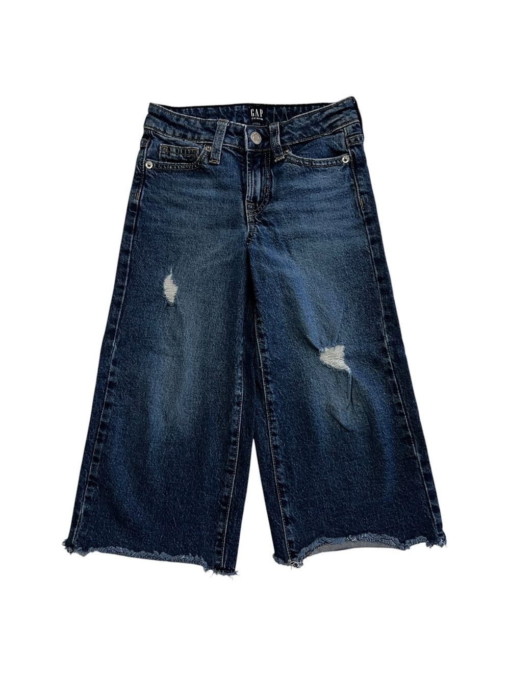 GAP Girles 6 Y Dark Blue Distressed‎ Wide-Leg Jeans